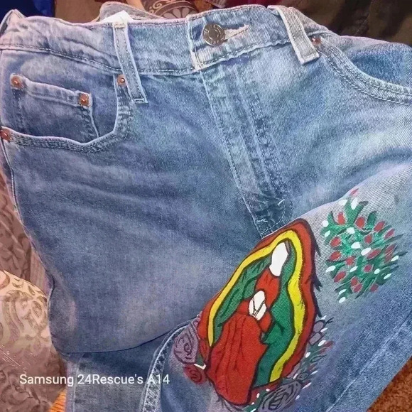 Men's Signature Levi Strauss 32/34 L Jesus Lord Branding Virgin Mary Rosary - Picture 4 of 16